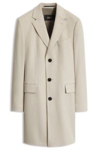 Single-breasted coat in Italian cashmere, Light Beige