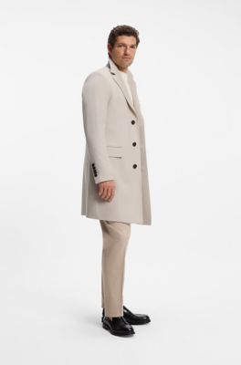 Single-breasted coat in Italian cashmere, Light Beige