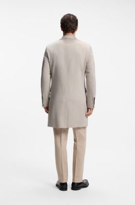 Single-breasted coat in Italian cashmere, Light Beige