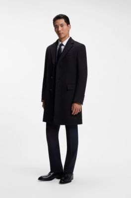 Single-breasted coat in Italian cashmere, Dark Blue