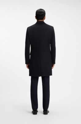 Single-breasted coat in Italian cashmere, Dark Blue