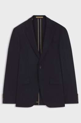 Giacca slim fit in lana vergine e cashmere, Blu scuro