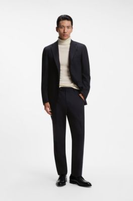 Giacca slim fit in lana vergine e cashmere, Blu scuro