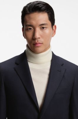 Giacca slim fit in lana vergine e cashmere, Blu scuro