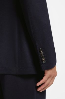 Giacca slim fit in lana vergine e cashmere, Blu scuro