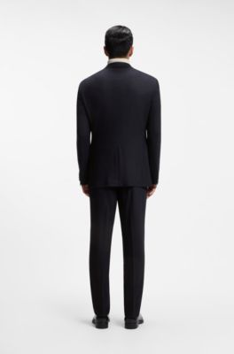 Slim-fit colbert van scheerwol en kasjmier, Donkerblauw
