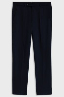 Tapered-fit trousers in virgin wool and cashmere, Dark Blue