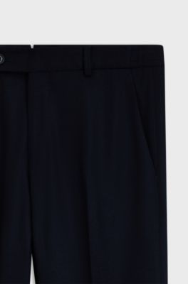 Tapered-fit trousers in virgin wool and cashmere, Dark Blue