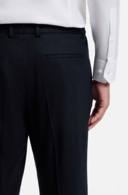 Tapered-fit trousers in virgin wool and cashmere, Dark Blue