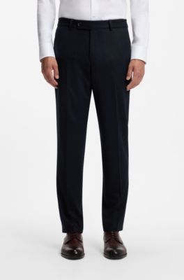 Tapered-fit trousers in virgin wool and cashmere, Dark Blue