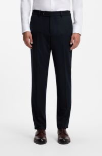 Tapered-fit trousers in virgin wool and cashmere, Dark Blue