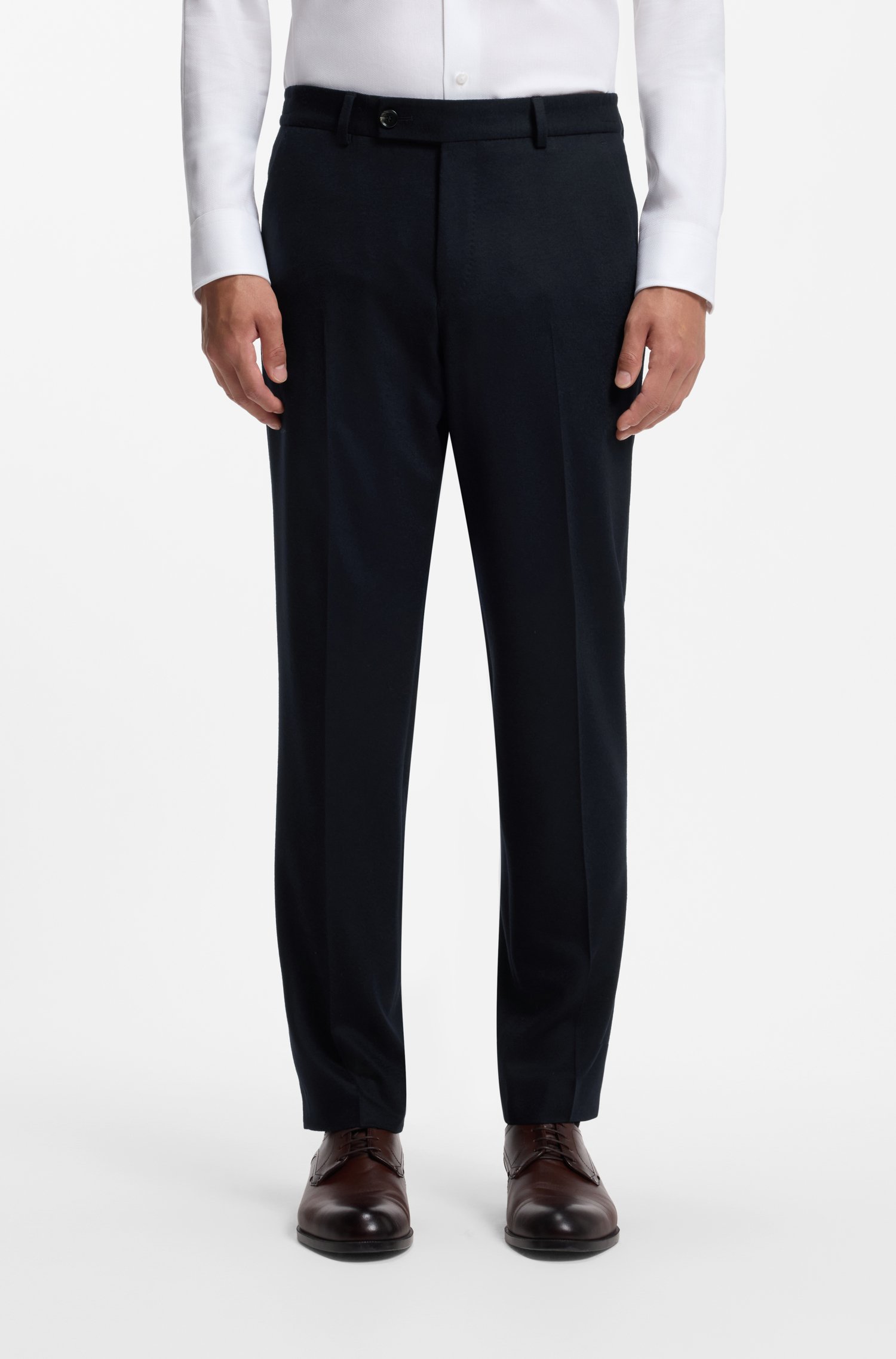 Boss Tapered-fit trousers in virgin wool and cashmere byxor herr
