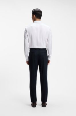 Tapered-fit trousers in virgin wool and cashmere, Dark Blue