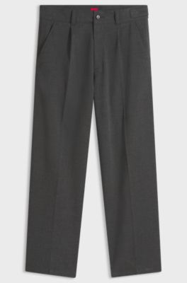 Relaxed-fit wide-leg trousers in performance-stretch fabric, Dark Grey