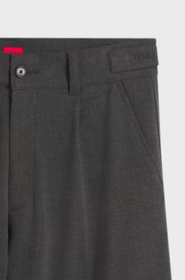 Relaxed-fit wide-leg trousers in performance-stretch fabric, Dark Grey