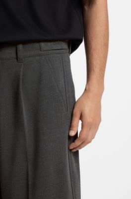 Relaxed-fit wide-leg trousers in performance-stretch fabric, Dark Grey