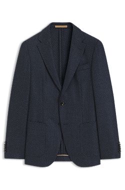 Slim-fit jacket in patterned virgin wool