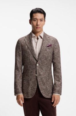 Micro-patterned slim-fit blazer in Italian fabric
