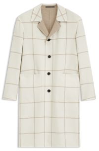 Reversible relaxed-fit coat in virgin wool and cashmere, White Patterned