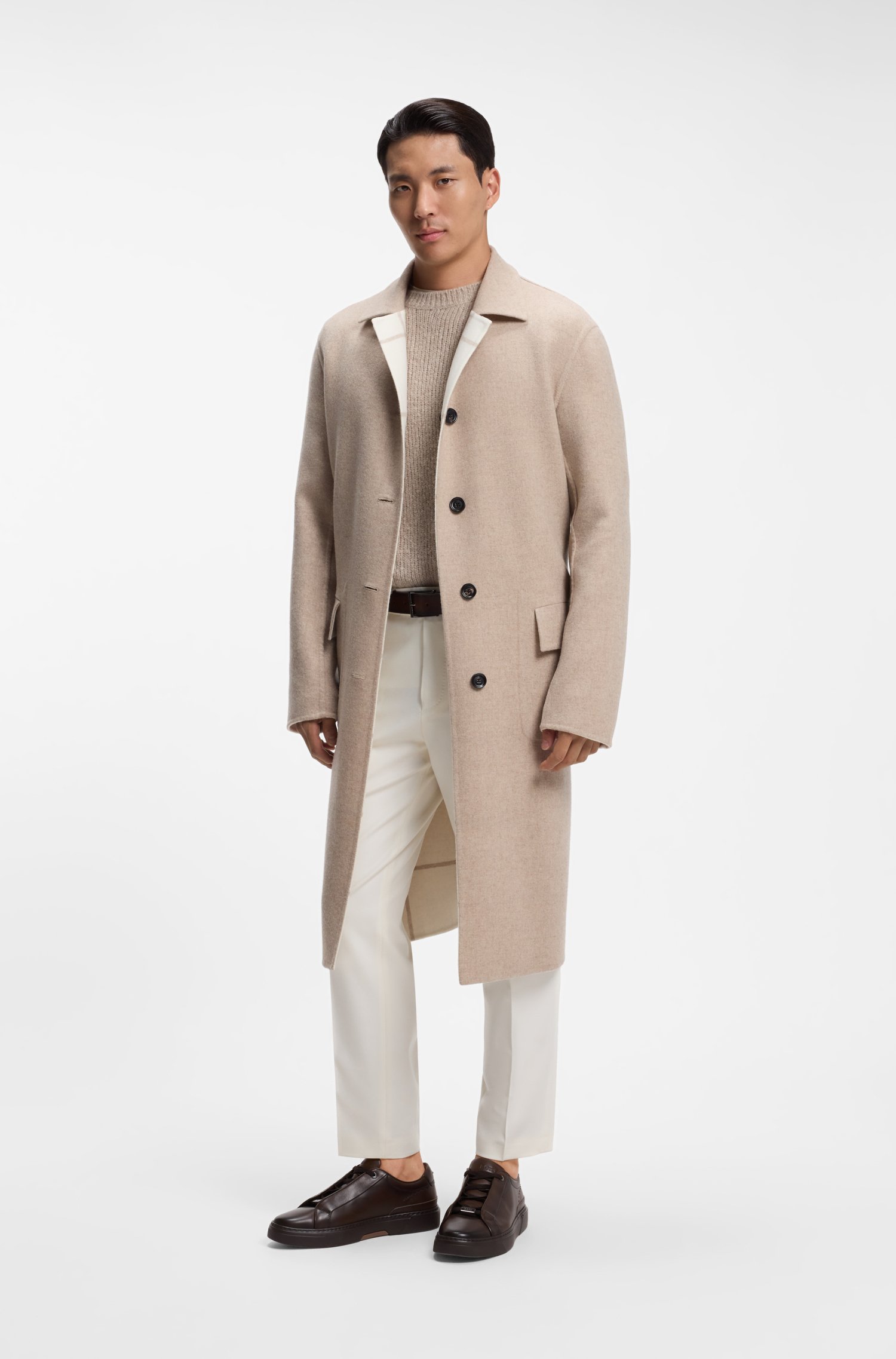 Boss Reversible relaxed-fit coat in virgin wool and cashmere kappor & rockar herr – bild 3
