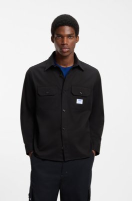 Oversized-fit shirt in cotton with flap chest pockets