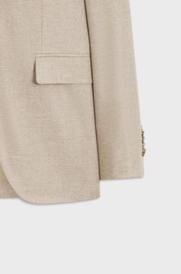 Slim-fit Italian cashmere suit with micro pattern, Light Beige