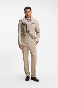 Slim-fit Italian cashmere suit with micro pattern, Light Beige
