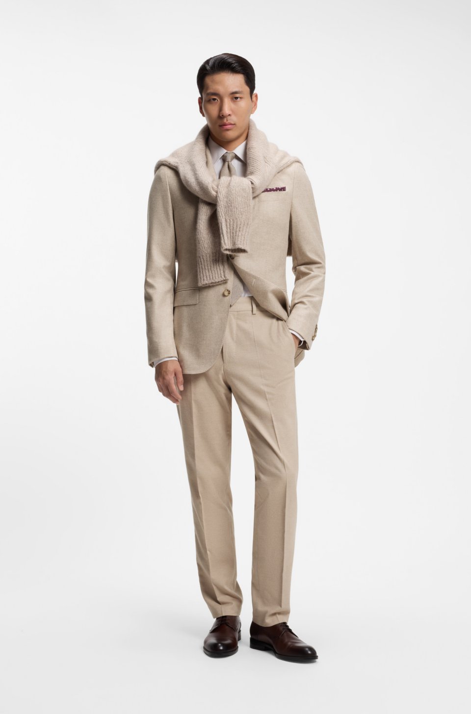 Slim-fit Italian cashmere suit with micro pattern