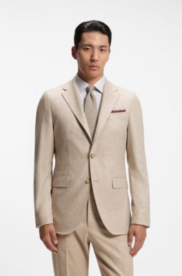 Slim-fit Italian cashmere suit with micro pattern, Light Beige