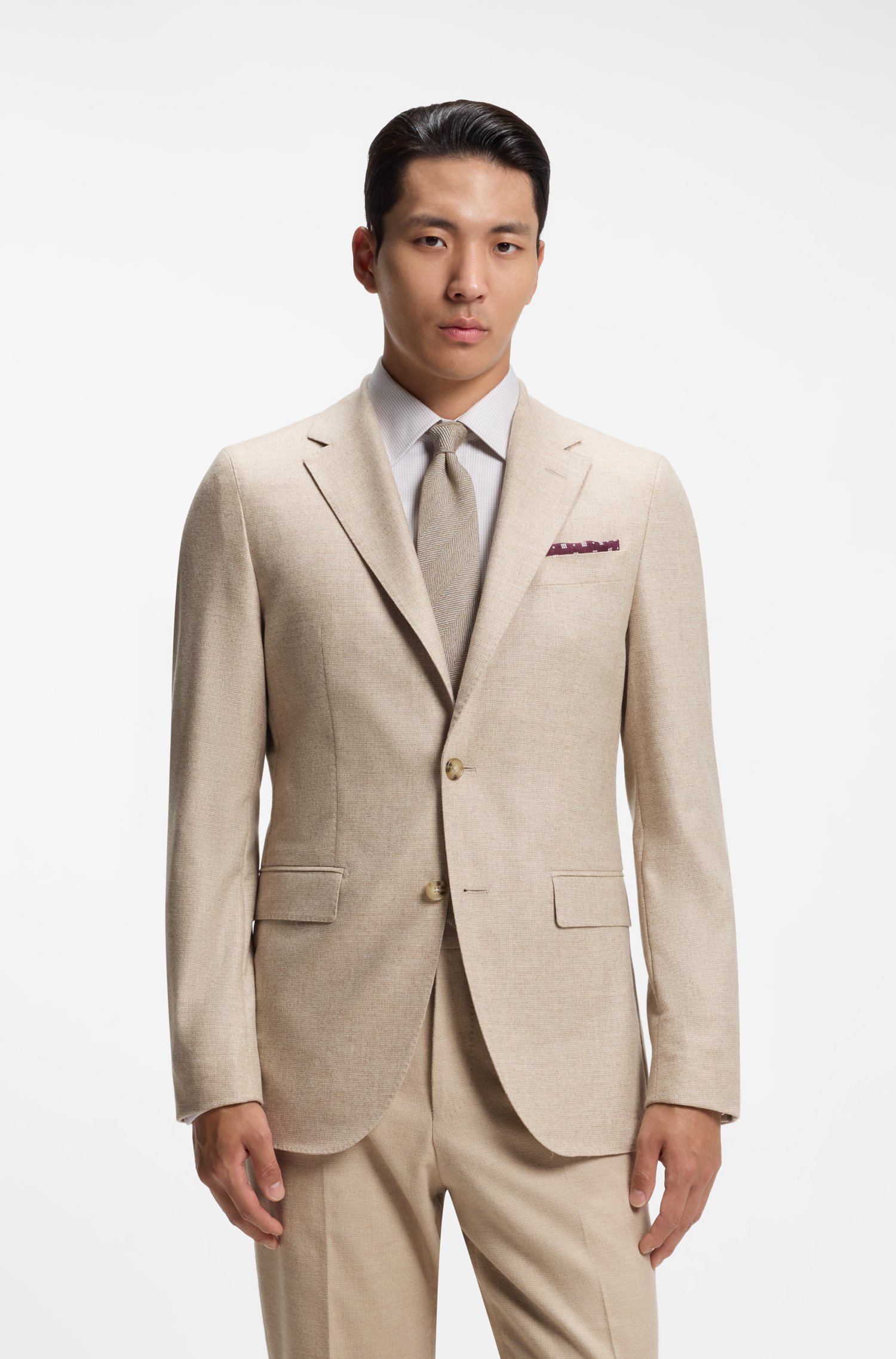 Boss Slim-fit Italian cashmere suit with micro pattern kostymer herr – bild 2
