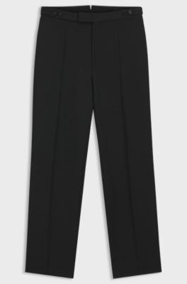 Pantaloni da smoking regular fit in misto lana, Nero