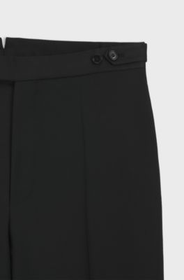 Pantaloni da smoking regular fit in misto lana, Nero