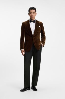 Pantaloni da smoking regular fit in misto lana, Nero