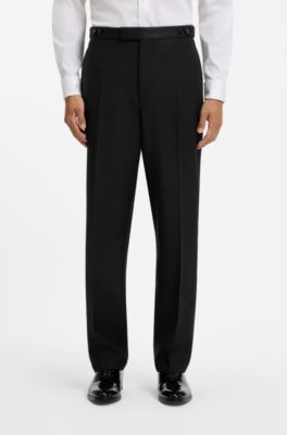 Pantaloni da smoking regular fit in misto lana, Nero