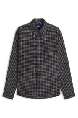 Hugo Oversized-fit shirt in Glen-check cotton mönstrade skjortor herr – bild 4