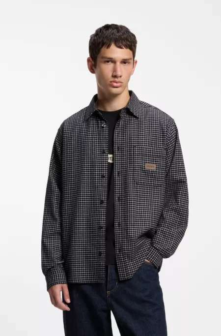 Oversized-fit shirt in Glen-check cotton