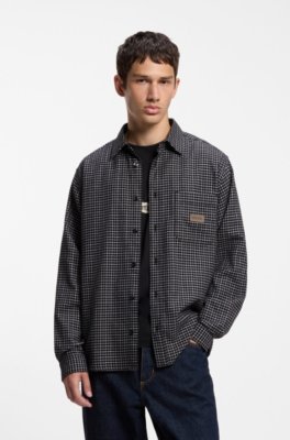 Oversized-fit shirt in Glen-check cotton