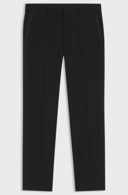 Extra-slim-fit tuxedo trousers in a wool blend, Black