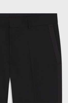 Extra-slim-fit tuxedo trousers in a wool blend, Black