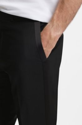 Extra-slim-fit tuxedo trousers in a wool blend, Black