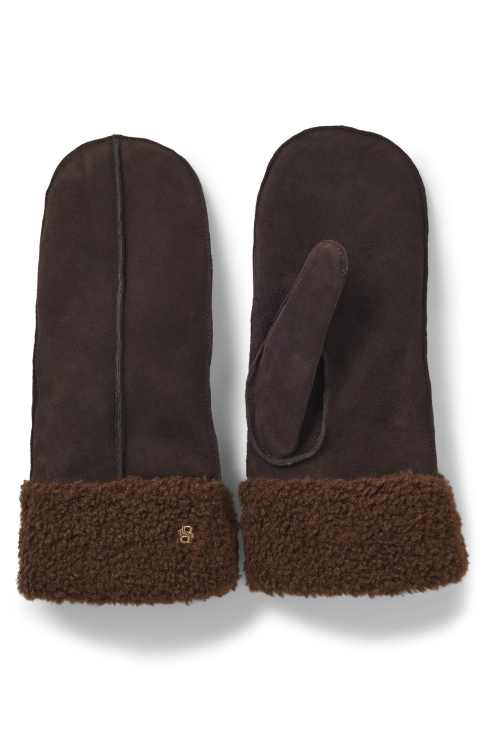 Suede mittens with faux-fur lining
