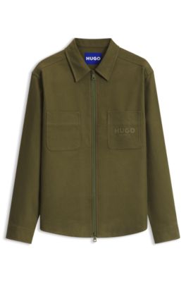 Oversize-fit overshirt in brushed cotton twill, Light Green
