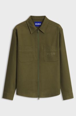 Oversize-fit overshirt in brushed cotton twill, Light Green