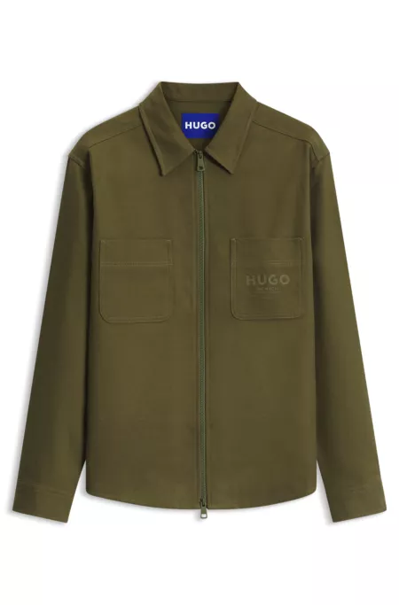 Oversize-Fit Overshirt aus angerautem Baumwoll-Twill