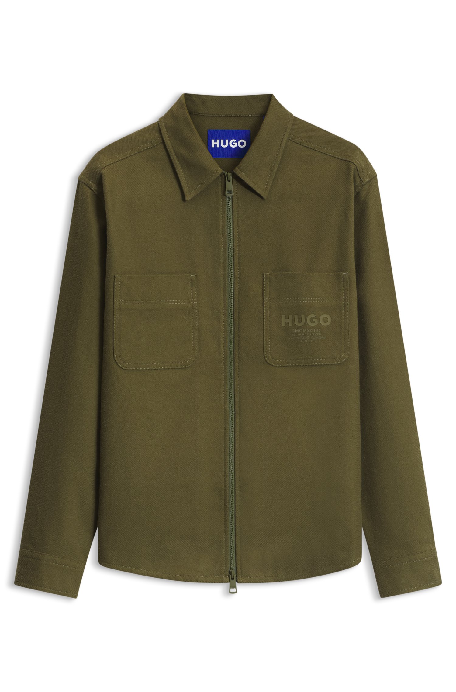 Hugo Oversize-fit overshirt in brushed cotton twill skjortor & blusar herr