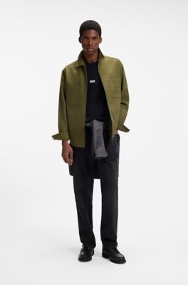 Oversize-fit overshirt in brushed cotton twill, Light Green