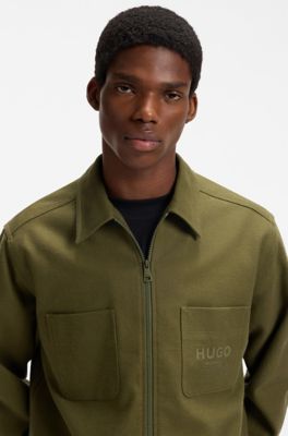 Oversize-fit overshirt in brushed cotton twill, Light Green