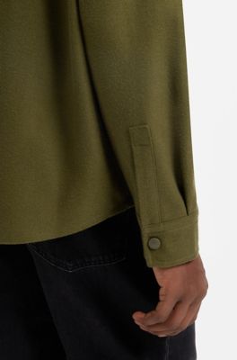 Oversize-fit overshirt in brushed cotton twill, Light Green