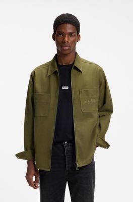 Oversize-fit overshirt in brushed cotton twill, Light Green