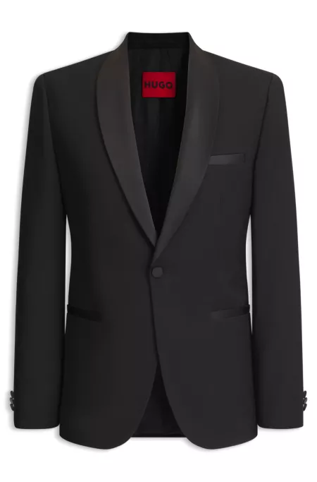 Shawl-collar tuxedo jacket in a performance wool blend